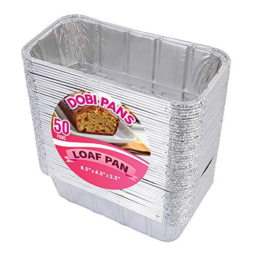 60 Pack Aluminum Disposable 2-LB Bread Loaf Pans l Standard Size 8.5 x 4.5 x 2.5 l Top Bakers Choice Premium Tin Foil Baking Pan Oven Safe Sturdy Containers for Cakes Meatloaf Lasagna Roasting Fig and Leaf